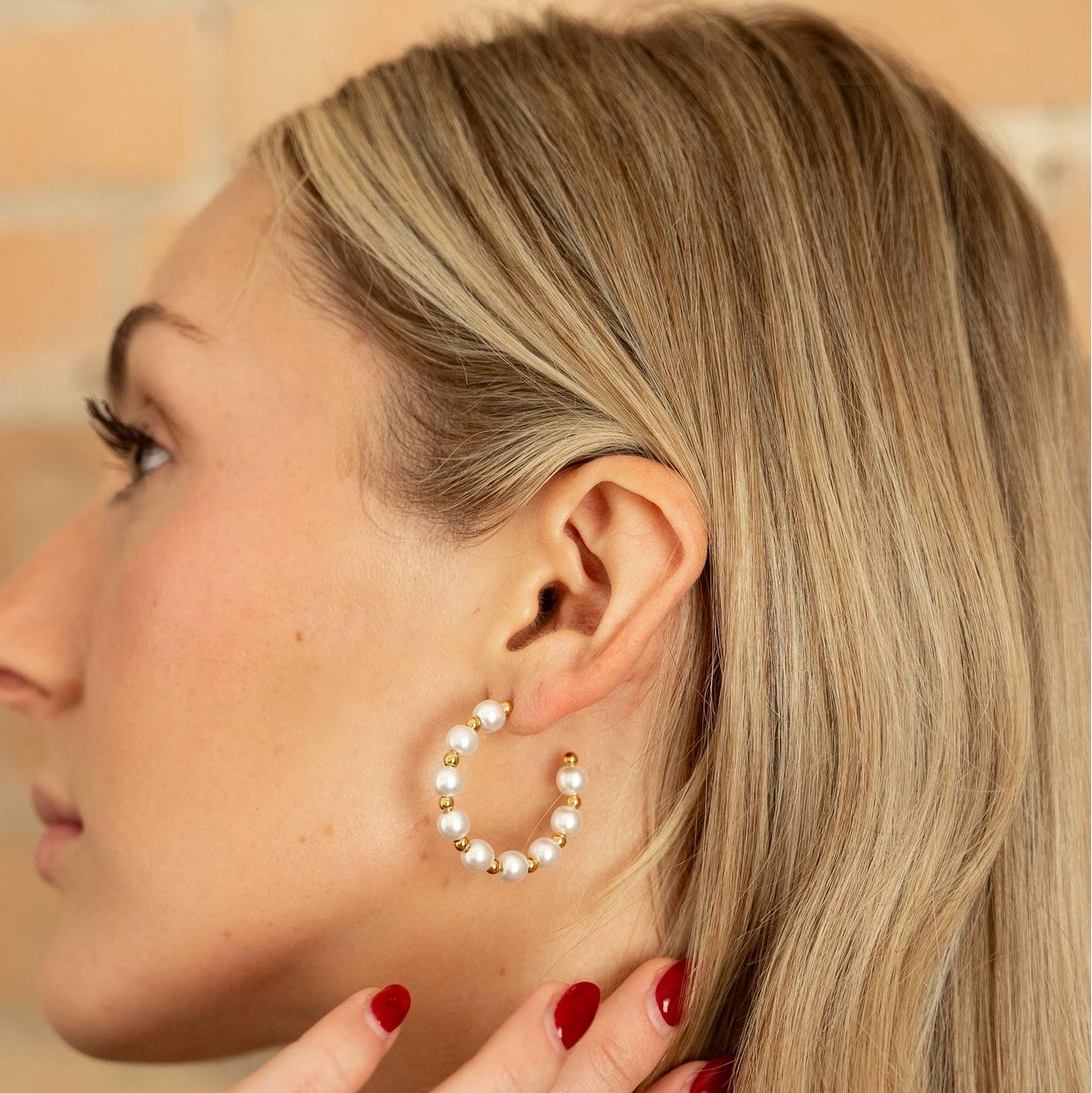 Pearl Hoop Earrings