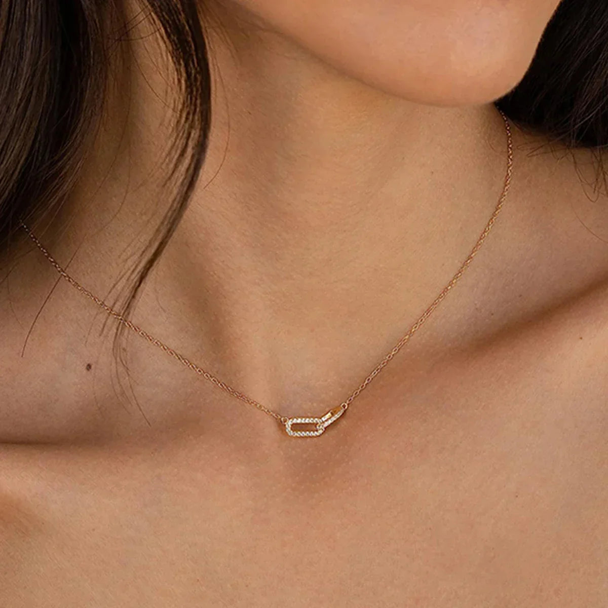 Luciana Pavé Paperclip Necklace