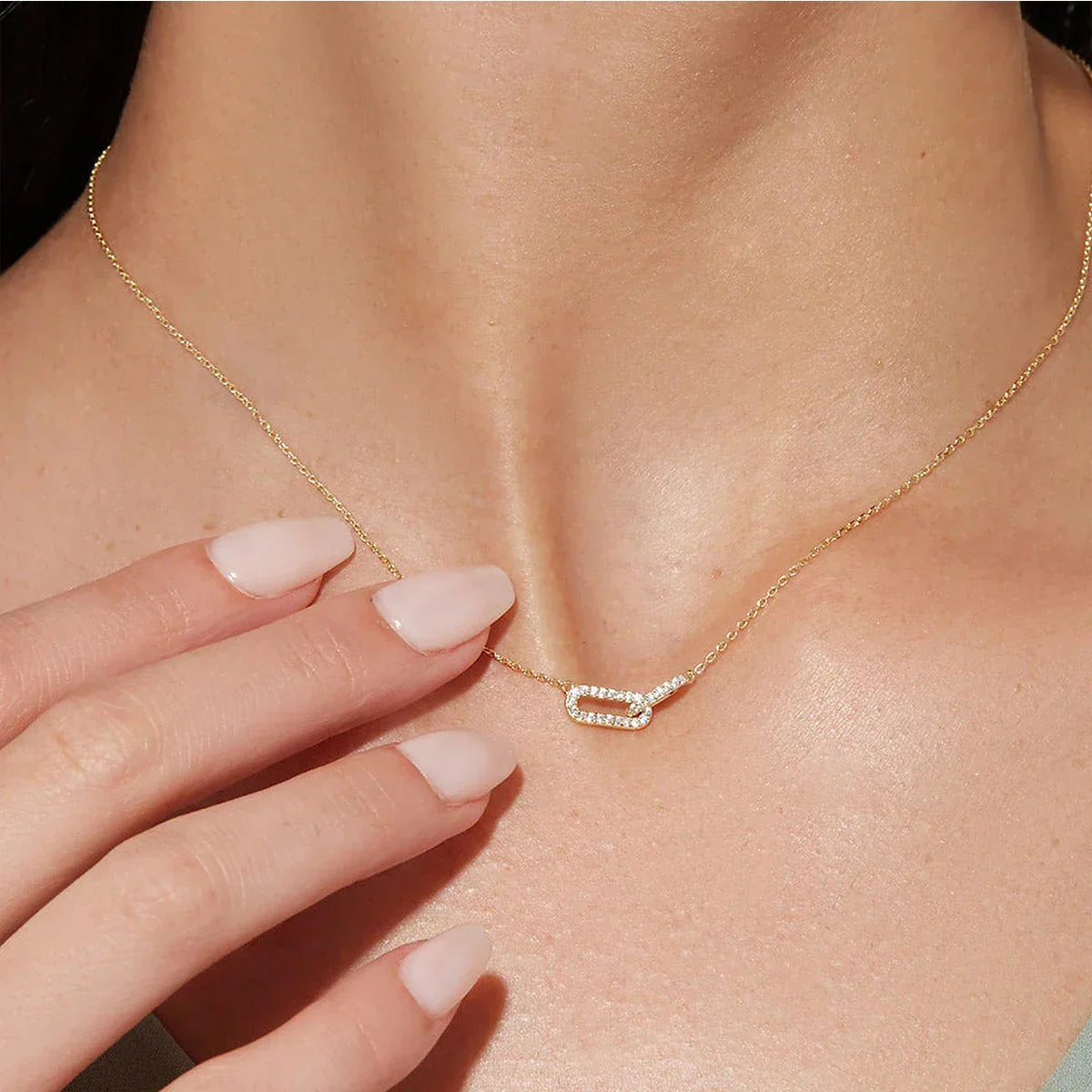 Luciana Pavé Paperclip Necklace