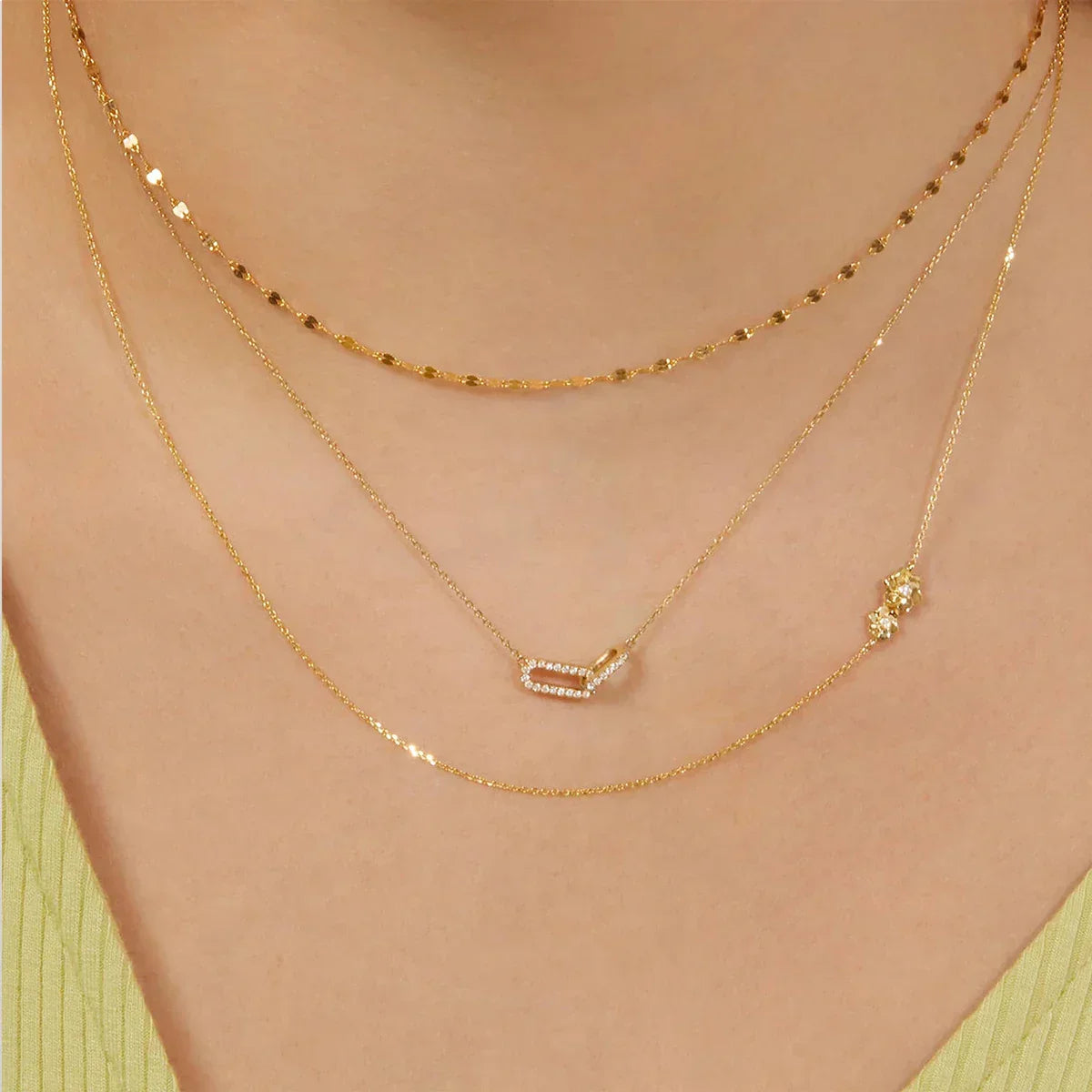Luciana Pavé Paperclip Necklace