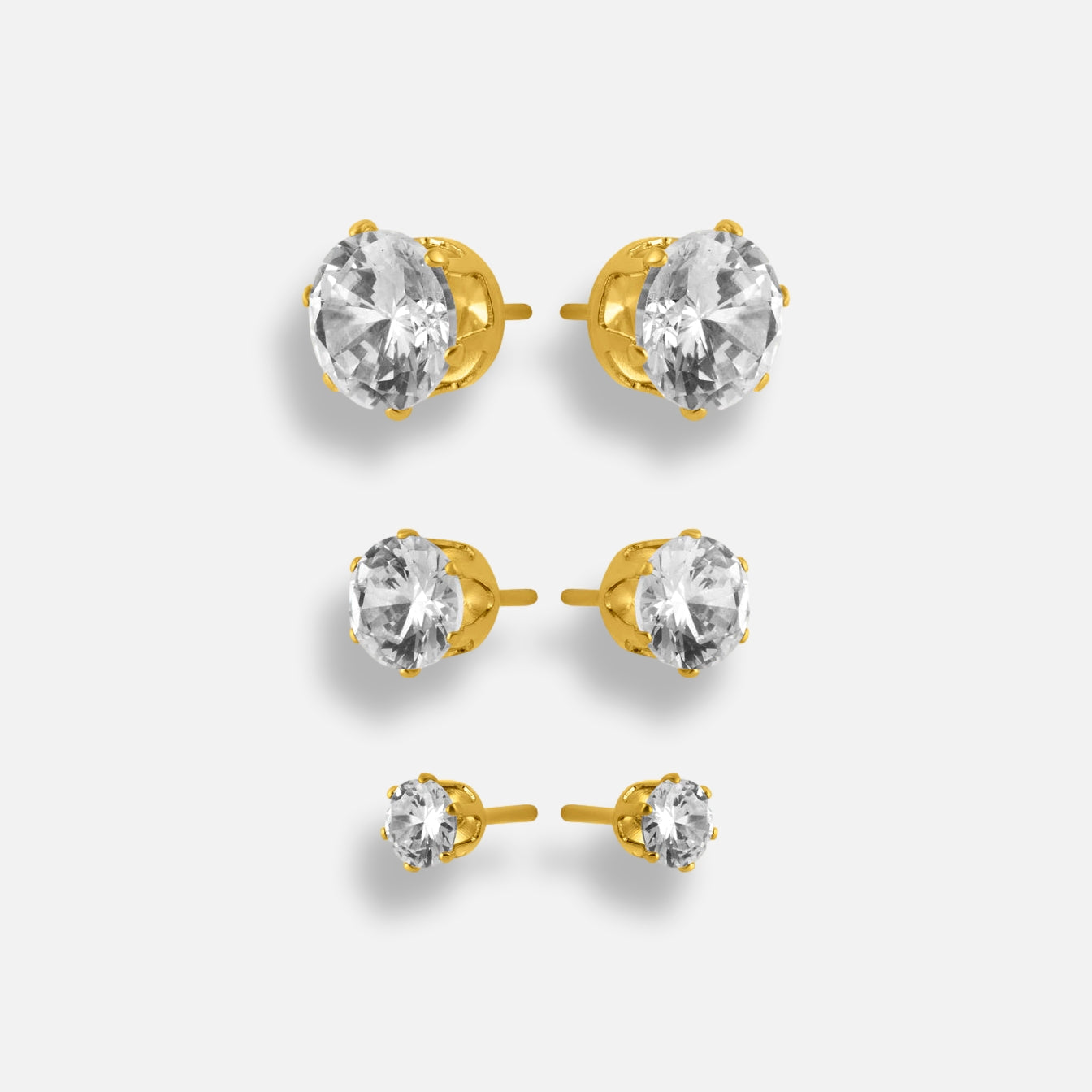 Solitaire Stud Earring Trio