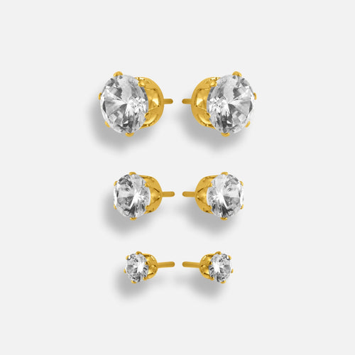 Solitaire Stud Earring Trio